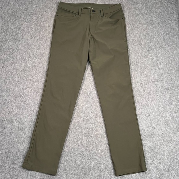 Lululemon Athletica Dark Olive Green ABC Slim Fit Pants Men's Size 32x33 - Picture 1 of 9